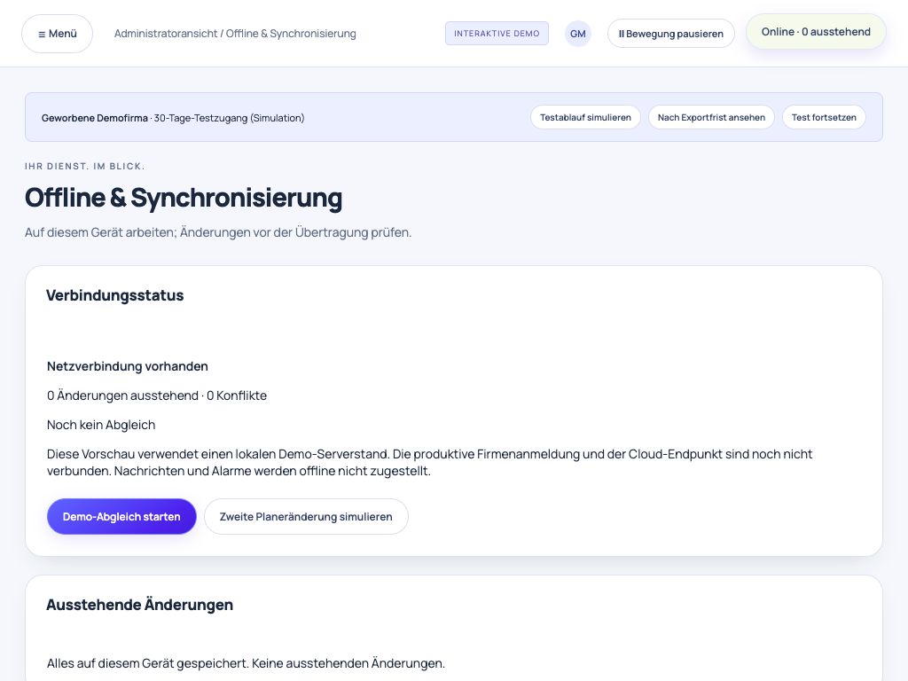 WACHTIVO Plattformansicht: Tablet-App für Einsatzleitung
